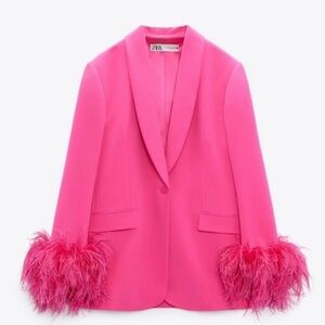 Zara Pink Feather Blazer
